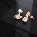 wholesale Rose Gold 925 Sterling Silver Moissanite Star Planet Stud Earrings for Women Gift Set-0-4