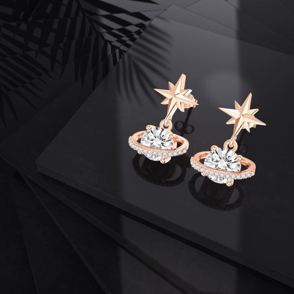 Sterling Silver Moissanite Star Drop Earrings-5