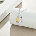 wholesale 925 Sterling Silver Metal Stone Gold Plated Flower Initial B Pendant Necklace for Women-0-3
