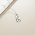 wholesale 925 Sterling Silver Metal Stone Gold Plated Flower Initial B Pendant Necklace for Women-0-4