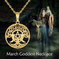 wholesale 14K Gold Pentagram Pentacle Necklace Triple Moon Goddess Pentacle Necklace for Women Real Yellow Gold Pagan Wiccan Magic Amulet Jewelry Gifts-0-2