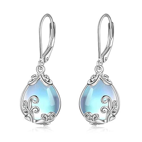 Sterling Silver Celtic Filigree Teardrop Dangle Earrings with Leverback for Women - Rhodium Plated- Rhodium Plated