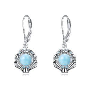 Sterling Silver Filigree Larimar Drop Earrings-0