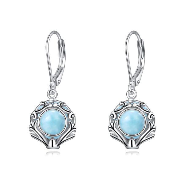 Sterling Silver Filigree Larimar Drop Earrings-0