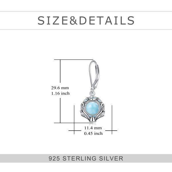 Sterling Silver Filigree Larimar Drop Earrings-1