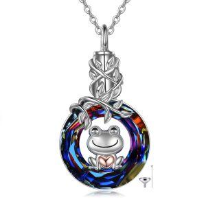 Sterling Silver Frog Crystal Urn Necklace-0