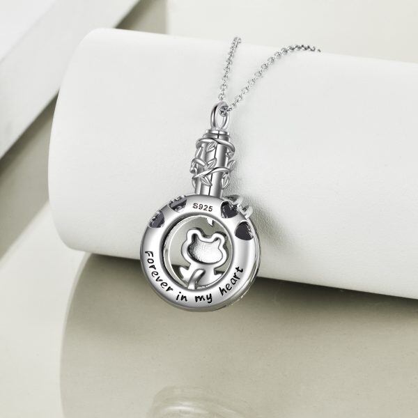 Sterling Silver Frog Crystal Urn Necklace-4