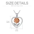 wholesale 925 Sterling Silver Rose Flower in Heart Shape Memorial Keepsake Cremation Jewelry Urn Pendant Necklace for Ashes-0-1