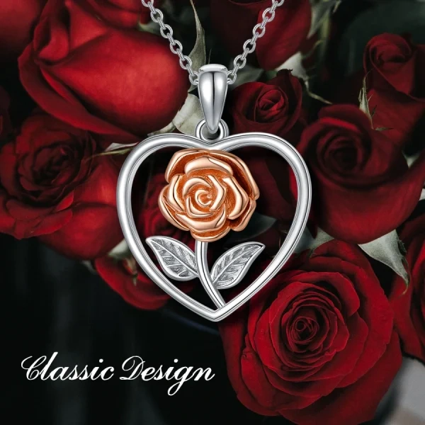 Sterling Silver Rose Flower Urn Necklace -2