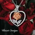wholesale 925 Sterling Silver Rose Flower in Heart Shape Memorial Keepsake Cremation Jewelry Urn Pendant Necklace for Ashes-0-2