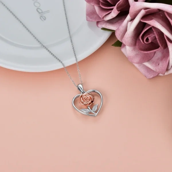 Sterling Silver Rose Flower Urn Necklace -4