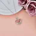wholesale 925 Sterling Silver Rose Flower in Heart Shape Memorial Keepsake Cremation Jewelry Urn Pendant Necklace for Ashes-0-4