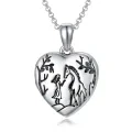 wholesale 925 Sterling Silver Horse & Girl Heart Locket Necklace - Memorial Keepsake s for Women-0-0