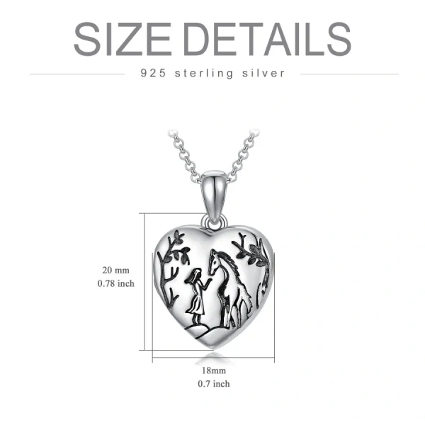 Sterling Silver Horse Heart Locket Pendant Necklace -1