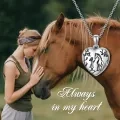 wholesale 925 Sterling Silver Horse & Girl Heart Locket Necklace - Memorial Keepsake s for Women-0-2