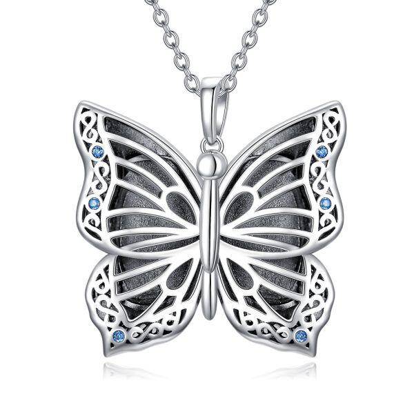 Sterling Silver Butterfly Locket Necklace That Hold 2 Pictures-0