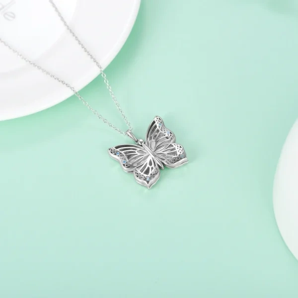 Sterling Silver Butterfly Locket Necklace That Hold 2 Pictures-4