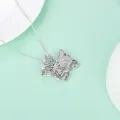 wholesale 925 Sterling Silver Blue Crystal Butterfly Pendant Necklace for Women Girls  45cm Chain Length-0-5