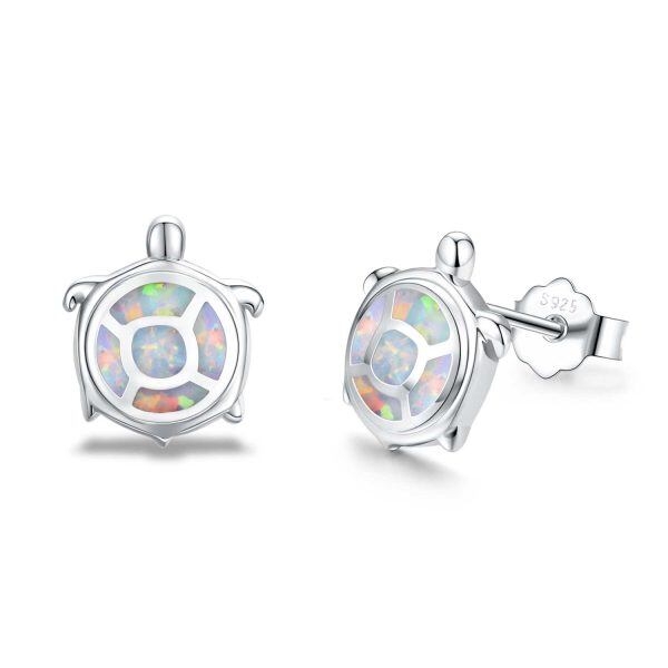 Sterling Sliver Opal Turtle Studs Earring-0