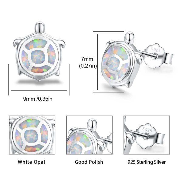 Sterling Sliver Opal Turtle Studs Earring-1