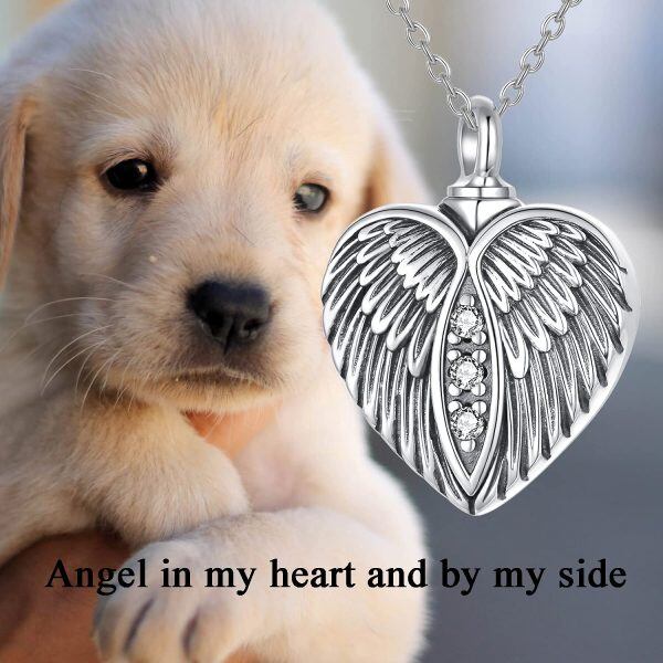 Sterling Silver Angel Wing Heart Urn Necklace-1