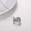wholesale 925 Sterling Silver Angel Wing Heart Shape Memorial Jewelry Urn Pendant Necklace with Funnel and Fill Tool-0-2