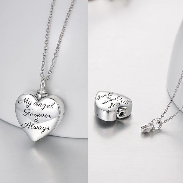 Sterling Silver Angel Wing Heart Urn Necklace-3