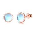 wholesale 925 Sterling Silver Round Blue Opalite Rose Gold Plated Stud Earrings for Sensitive Ears-0-0