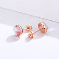 wholesale 925 Sterling Silver Round Blue Opalite Rose Gold Plated Stud Earrings for Sensitive Ears-0-3