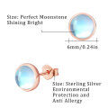 wholesale 925 Sterling Silver Round Blue Opalite Rose Gold Plated Stud Earrings for Sensitive Ears-0-6