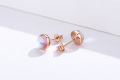 wholesale 925 Sterling Silver Round Blue Opalite Rose Gold Plated Stud Earrings for Sensitive Ears-0-15