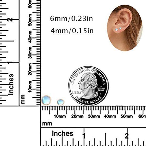 Sterling Silver Rose Gold Plated Moonstone Round Stud Earrings-17