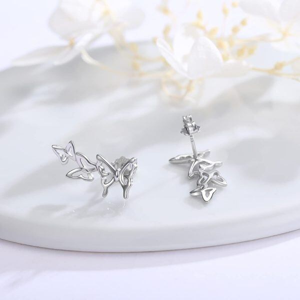 Sterling Silver 3D Butterfly Ear Climbers-4