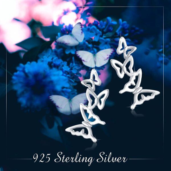 Sterling Silver 3D Butterfly Ear Climbers-5