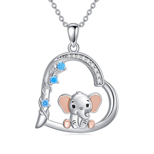 Sterling Silver Elephant Pentacle Necklace-0