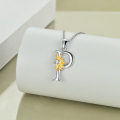 wholesale 925 Sterling Silver Metal Stone Sunflower Letter D Pendant Necklace for Women Charms -0-1