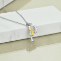 wholesale 925 Sterling Silver Metal Stone Sunflower Letter D Pendant Necklace for Women Charms -0-2