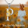 wholesale 925 Sterling Silver Metal Stone Sunflower Letter D Pendant Necklace for Women Charms -0-4