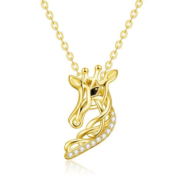 18K Gold Celtic Giraffe Pendant Necklace-0