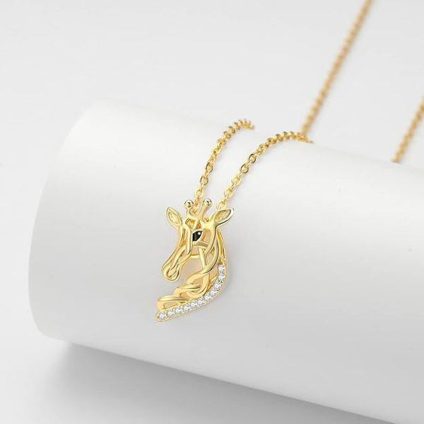 18K Gold Celtic Giraffe Pendant Necklace-1