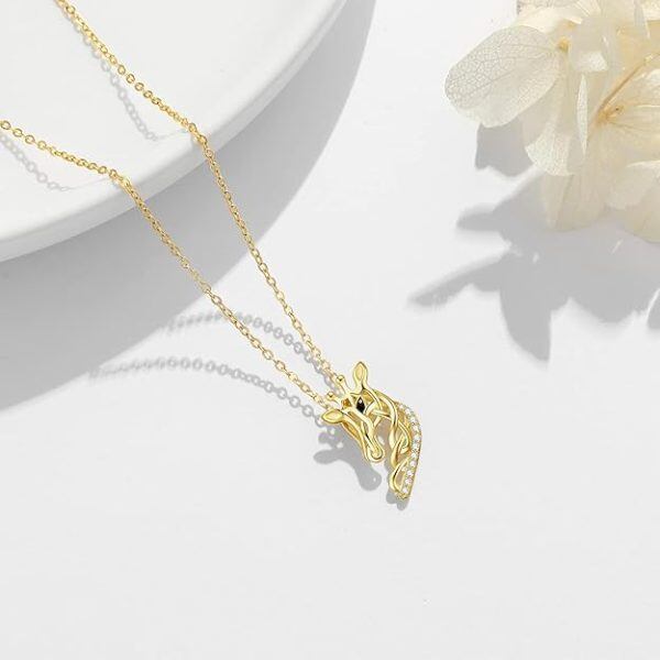 18K Gold Celtic Giraffe Pendant Necklace-2