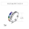 wholesale 925 Sterling Silver Rainbow Chakra I Am Enough Engraved Adjustable Ring for Women-0-1