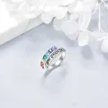 wholesale 925 Sterling Silver Rainbow Chakra I Am Enough Engraved Adjustable Ring for Women-0-4