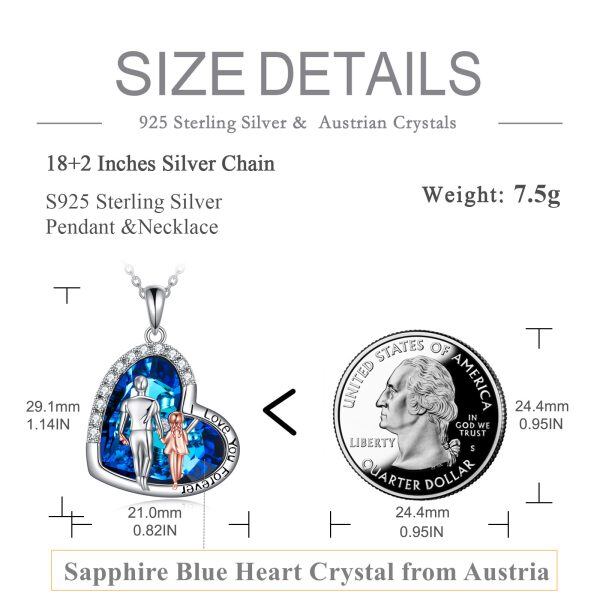 Sterling Silver Crystal Heart Pendant Necklace For Daughter-1