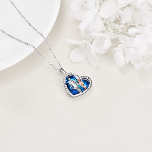 Sterling Silver Crystal Heart Pendant Necklace For Daughter-4