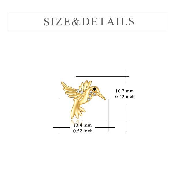 14K Gold Hummingbird Stud Earrings-1