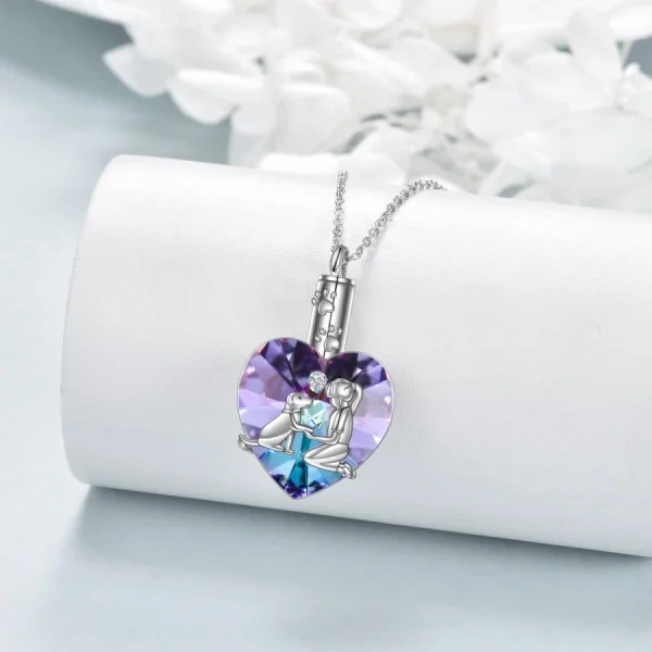 Sterling Silver Heart Purple Crystal Urn Necklace For Dog-3