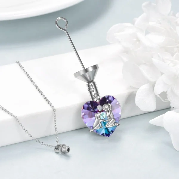 Sterling Silver Heart Purple Crystal Urn Necklace For Dog-4