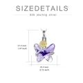 wholesale 925 Sterling Silver Purple Crystal Sunflower Butterfly Cremation Keepsake Urn Pendant Necklace for Ashes Women's Memory Jewelry-0-1
