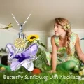 wholesale 925 Sterling Silver Purple Crystal Sunflower Butterfly Cremation Keepsake Urn Pendant Necklace for Ashes Women's Memory Jewelry-0-2